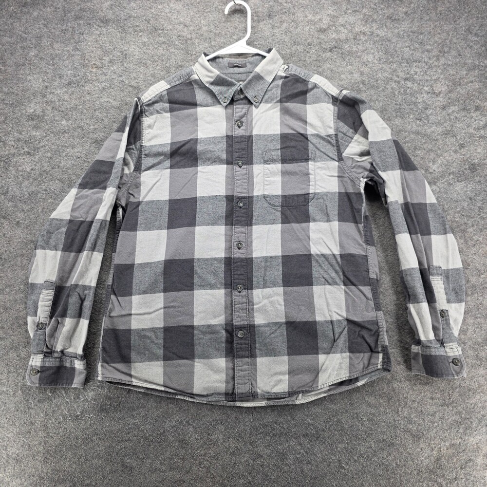 Eddie Bauer Shirt Mens Large Button Down Gray Plaid Classic Flannel